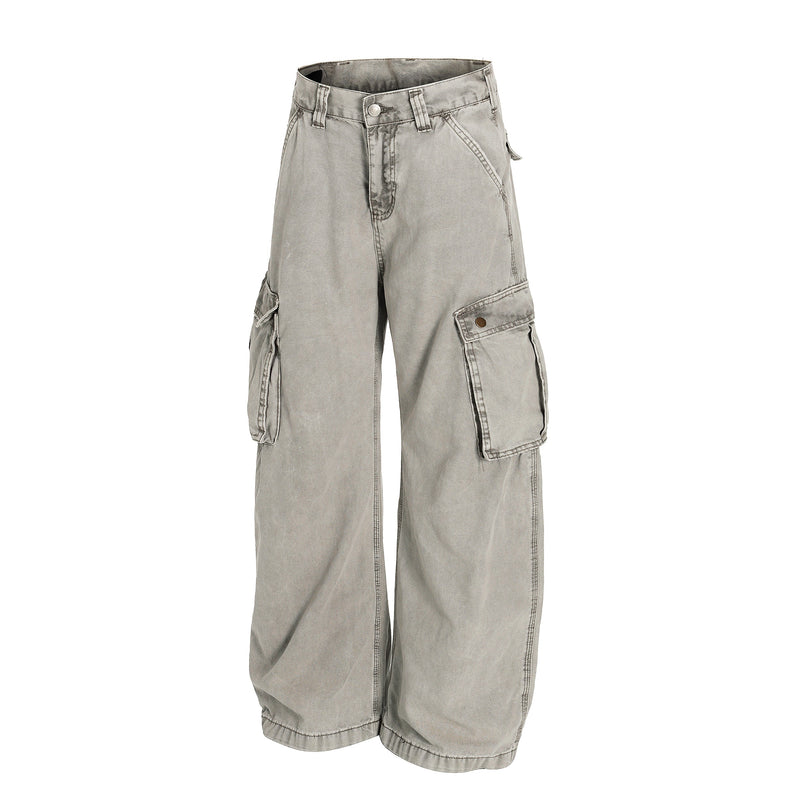 Omirad Vintage Washed Cargo Wide-Leg Pants | 100% Cotton
