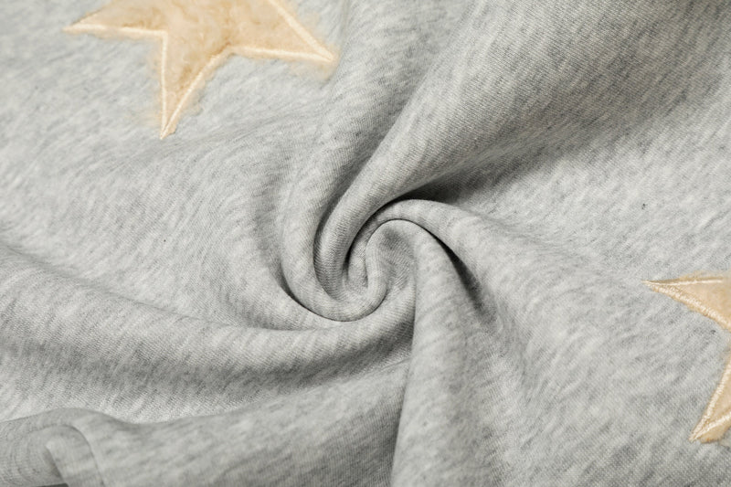 Fuzzy Star Appliqué Wide-Leg Sweatpants | Happy Ronteng