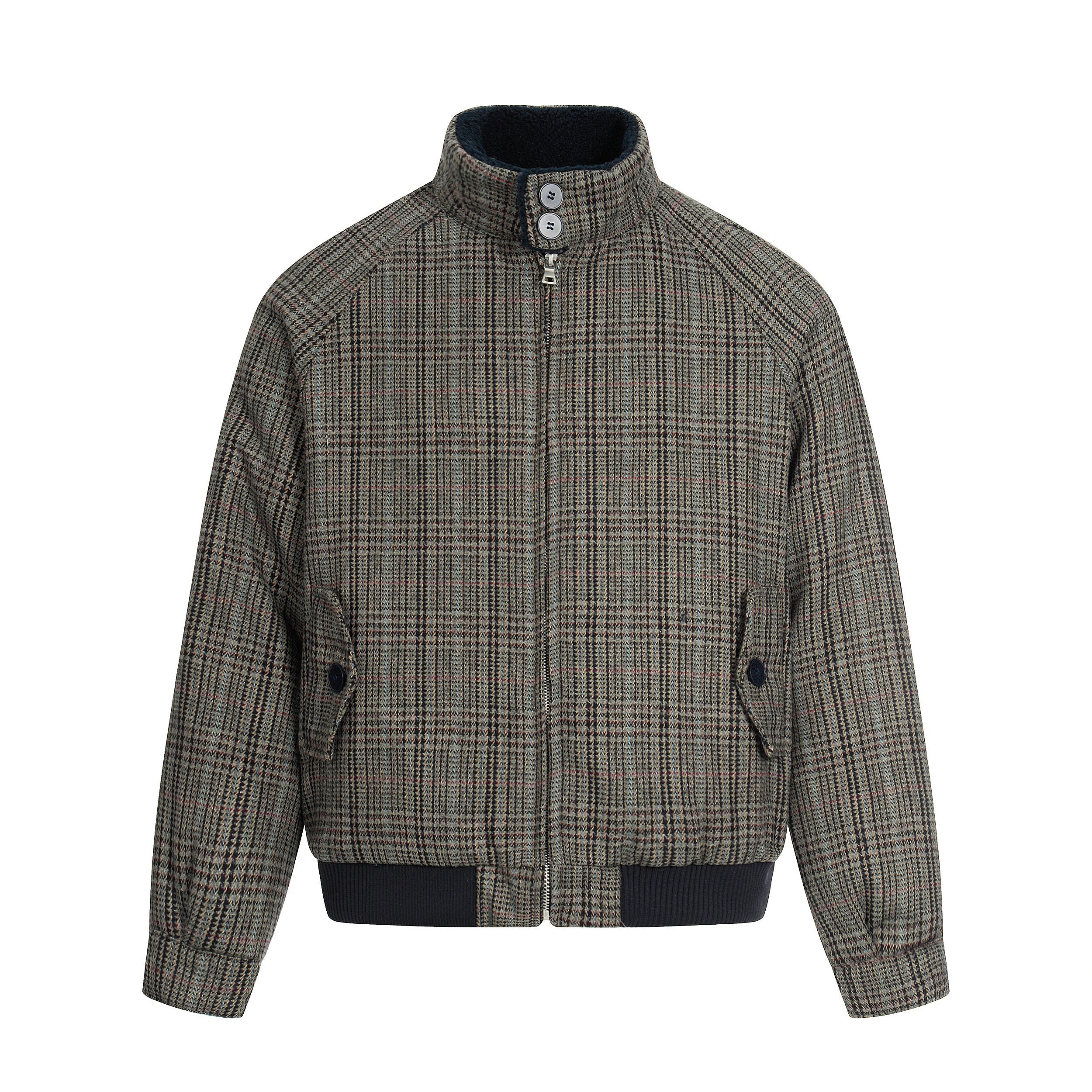 Vintage Plaid Wool Blend Bomber Jacket | Retro Check