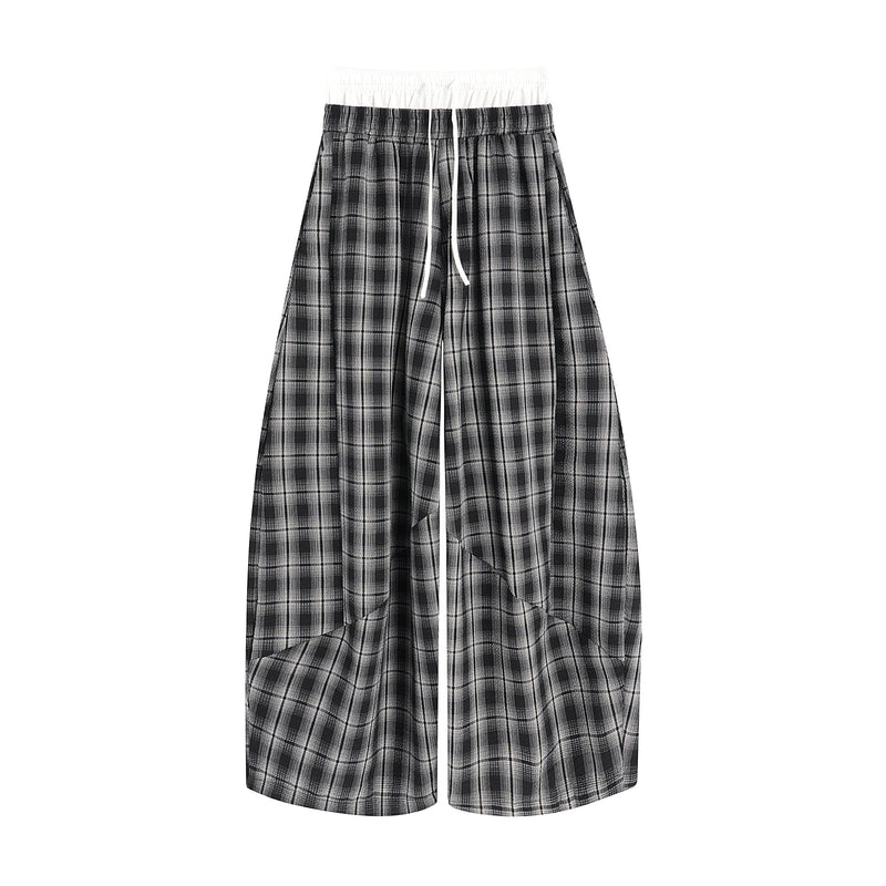 Omirad Plaid Wide-Leg Track Pants | Vintage Streetwear