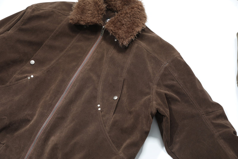 Faux-Fur Collar Vintage Bomber Jacket | Retro Aviator Style