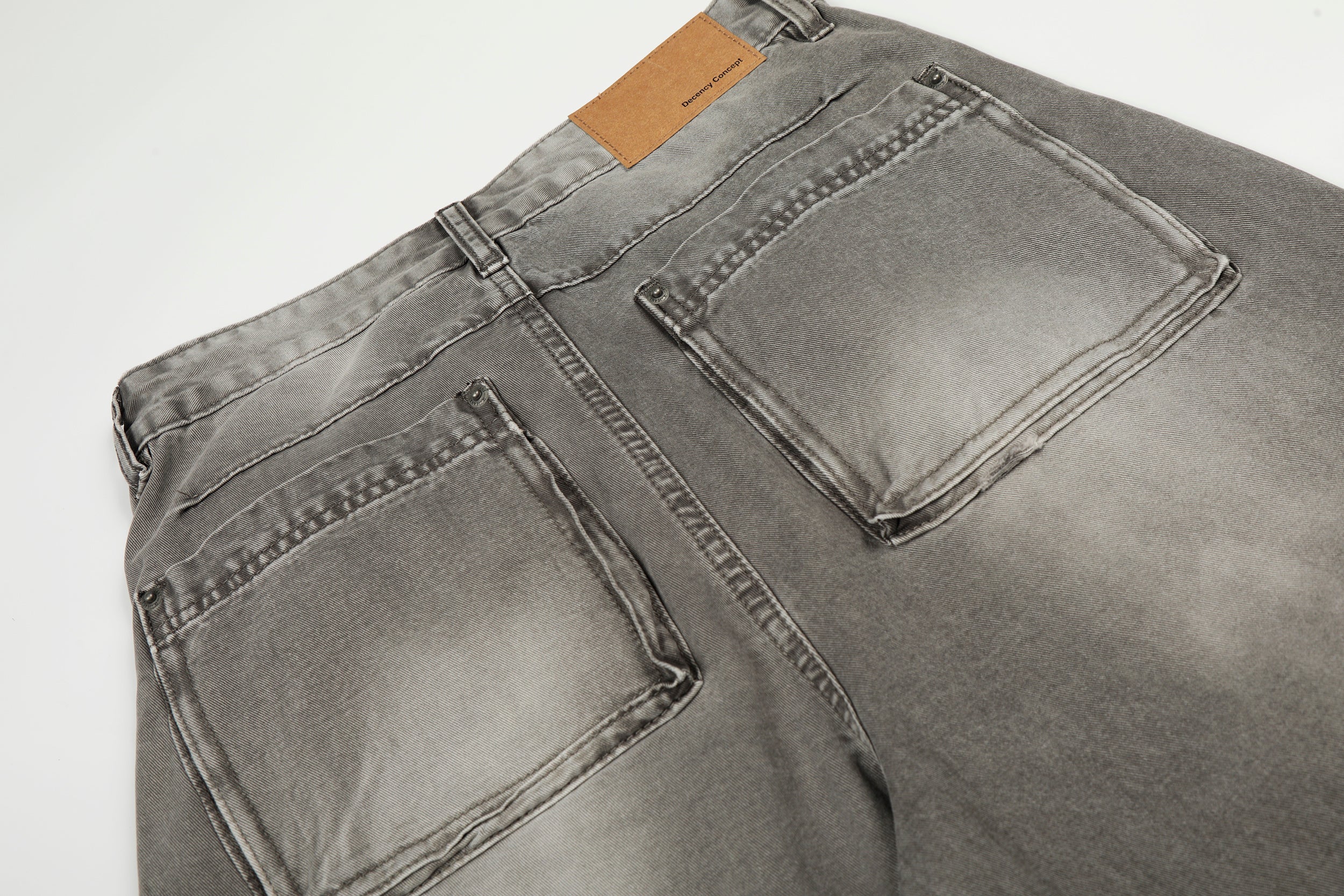 Vintage Grey Washed Wide Curved-Leg Denim Jeans | Omirad
