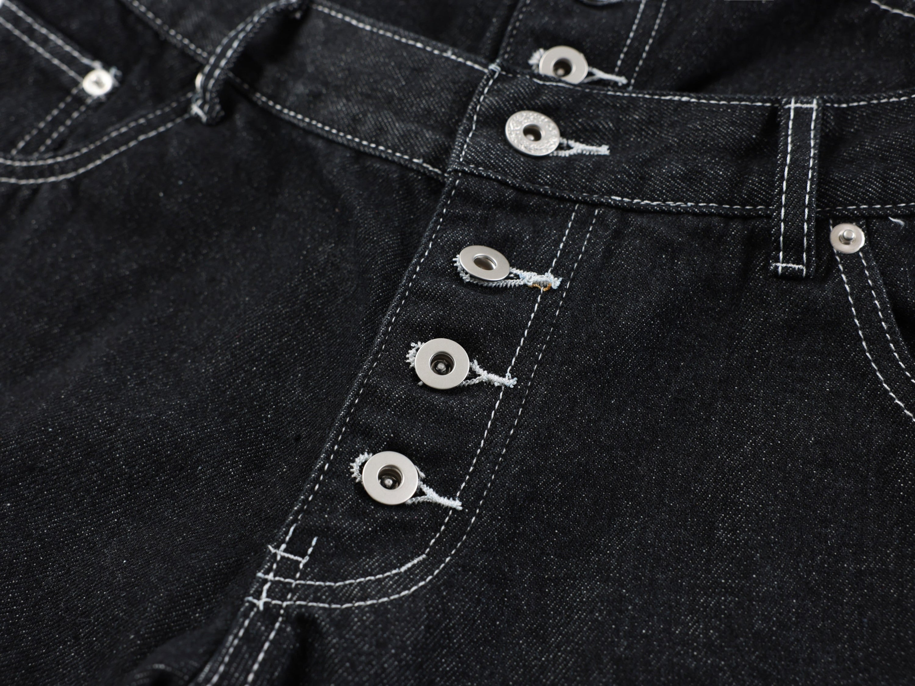 Omirad Double-Waist Wide-Leg Utility Denim Pants | Black