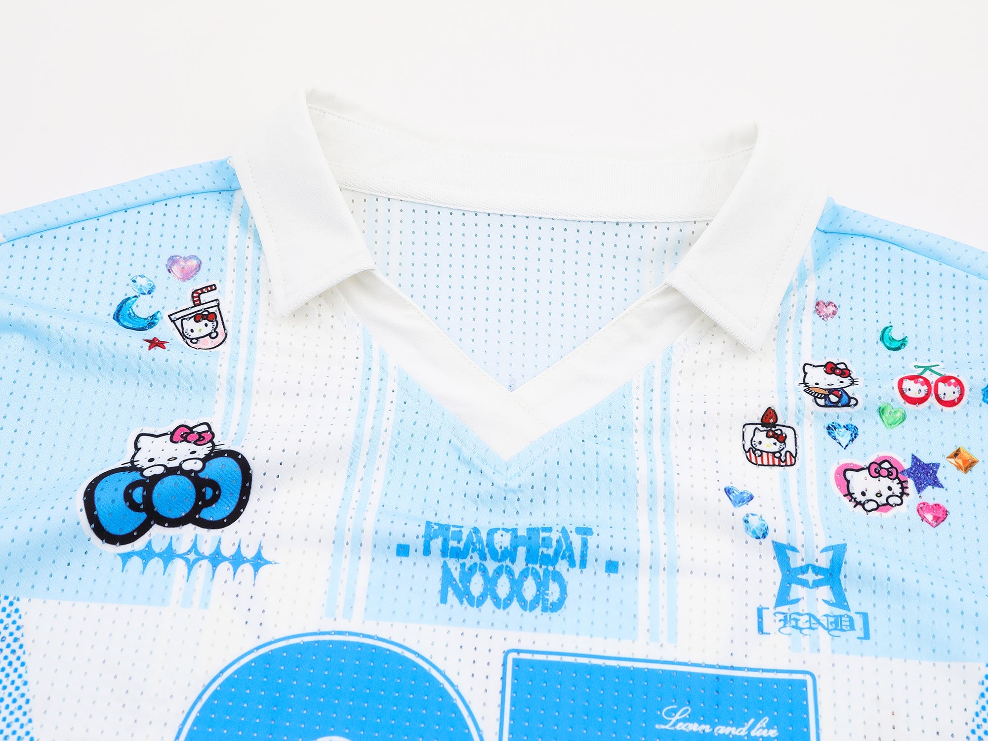 Hello Kitty Varsity Mesh Jersey | Striped Athletic Street Top