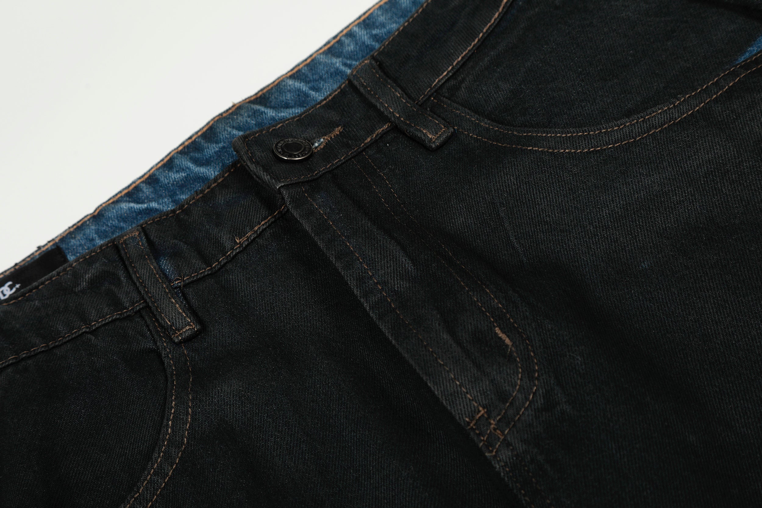 Omirad Minimal Curved Wide-Leg Denim Pants | Black