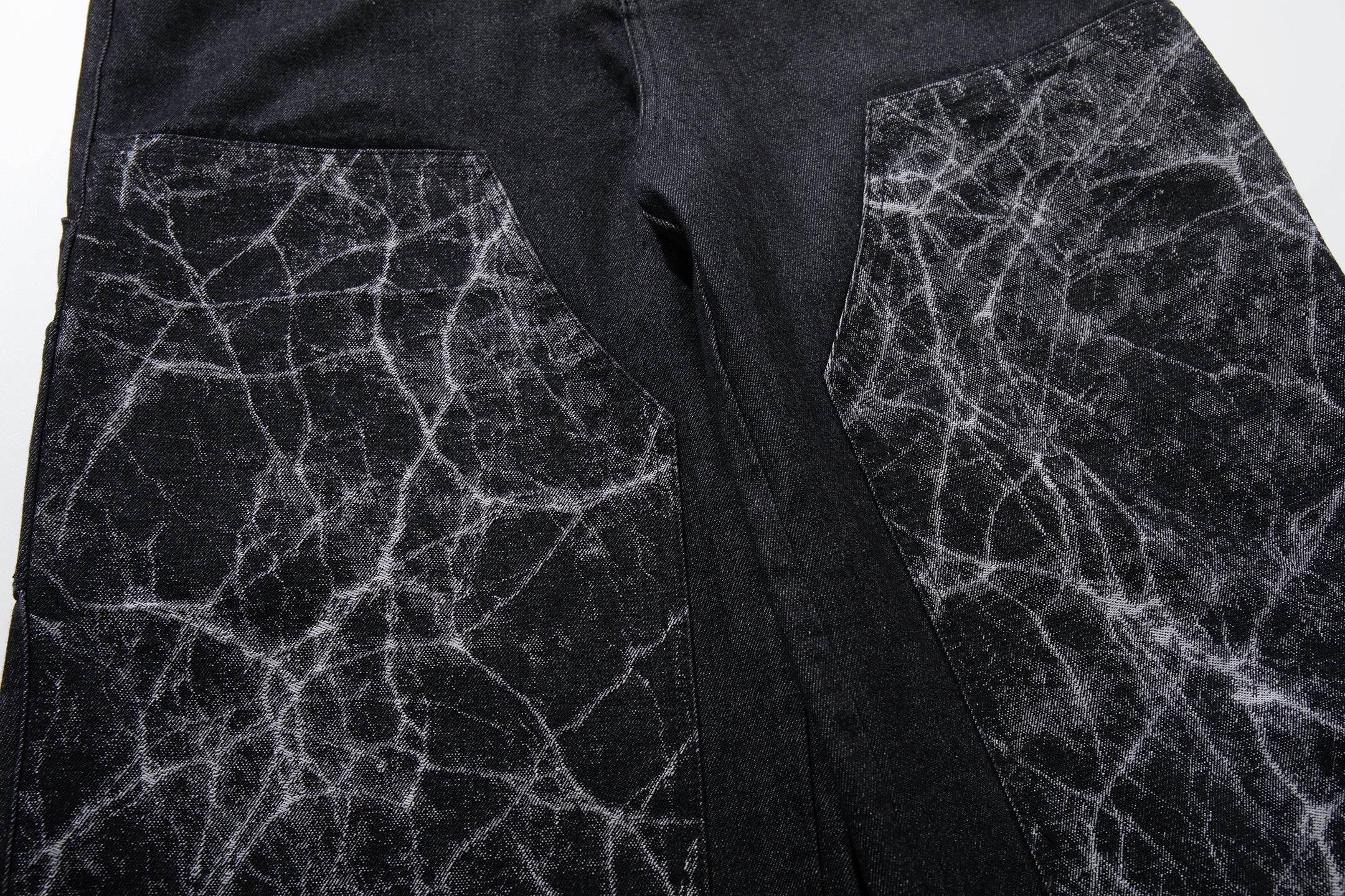 Omirad Cracked Panel Wide-Leg Denim Pants | Streetwear
