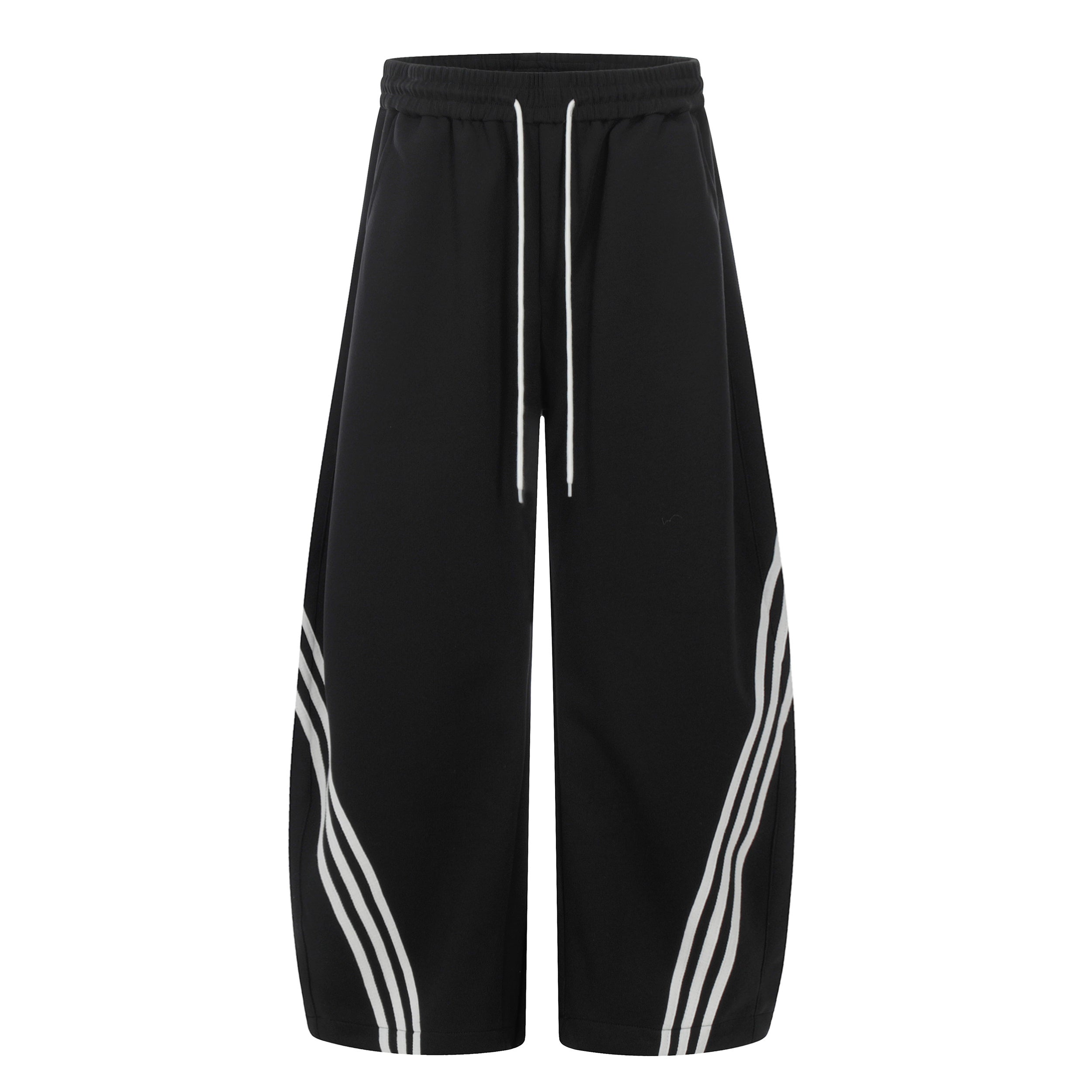 Curved Stripe Wide-Leg Sweatpants | Streetwear Track Pants