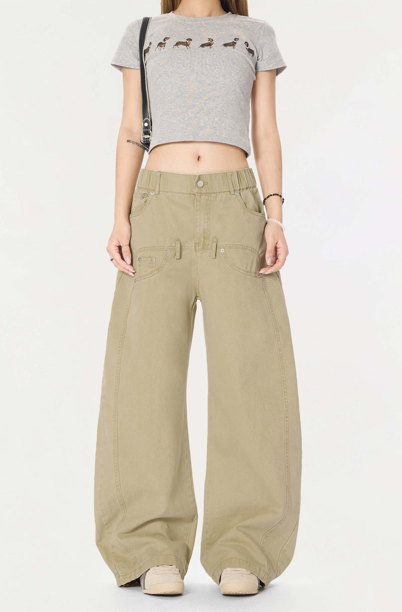 Omirad Vintage Wide-Leg Stacked Barrel Pants | 100% Cotton