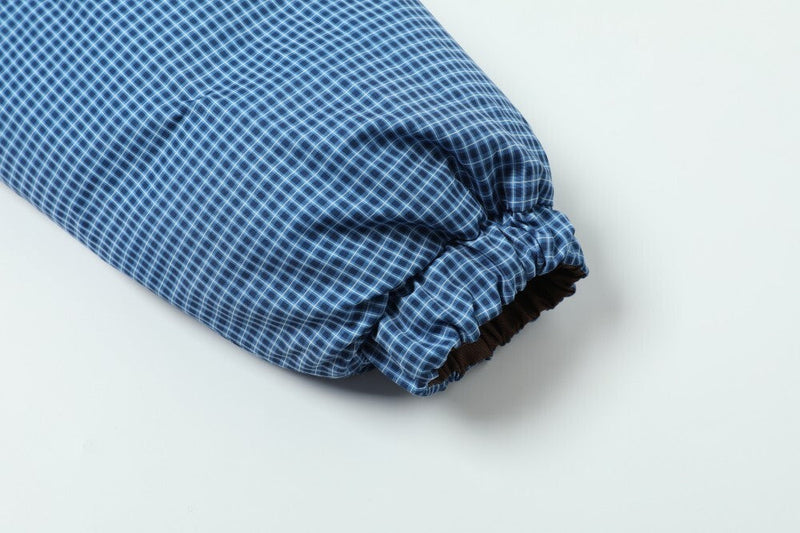Reversible Hooded Puffer Jacket | Brown & Blue Check