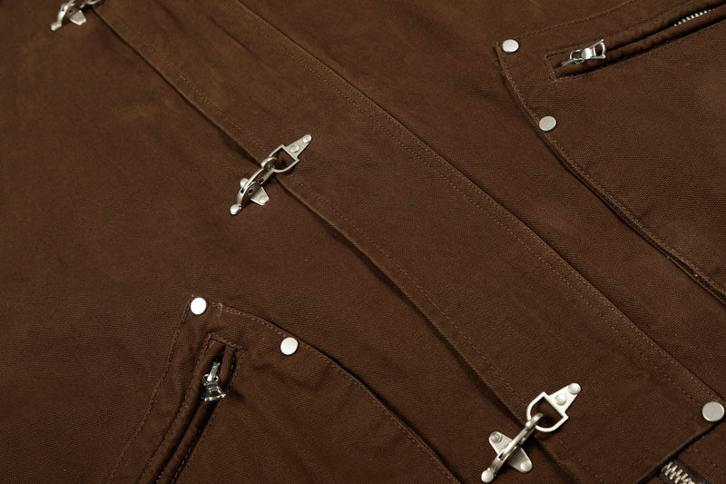 Metal Toggle Cotton Work Jacket | Utility Streetwear