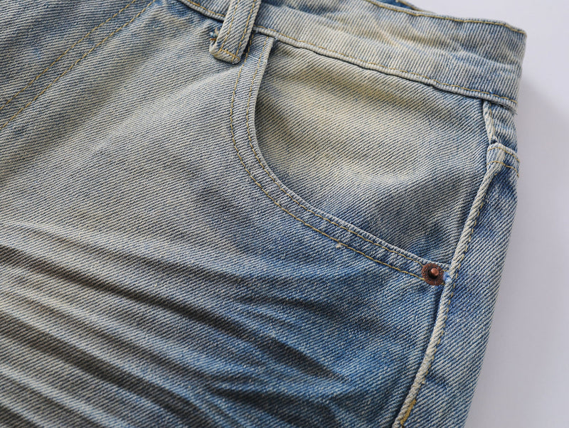 Omirad Light Fade Whisker Wide-Leg Denim Pants