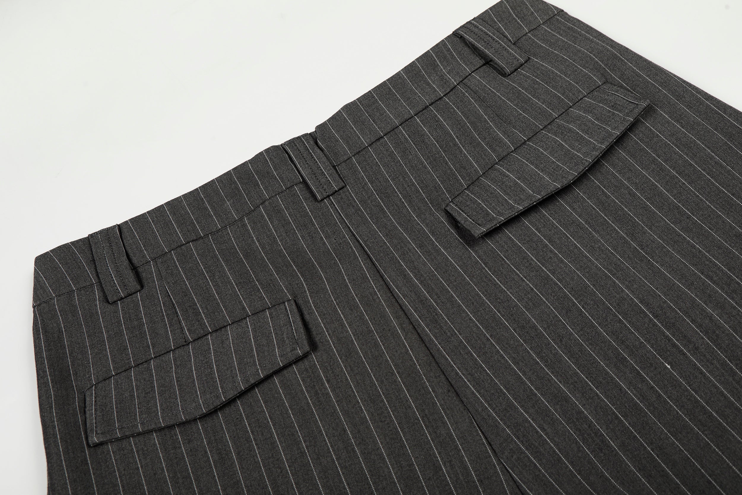 Omirad Pinstripe Wide-Leg Trousers | Grey Tailored Pants