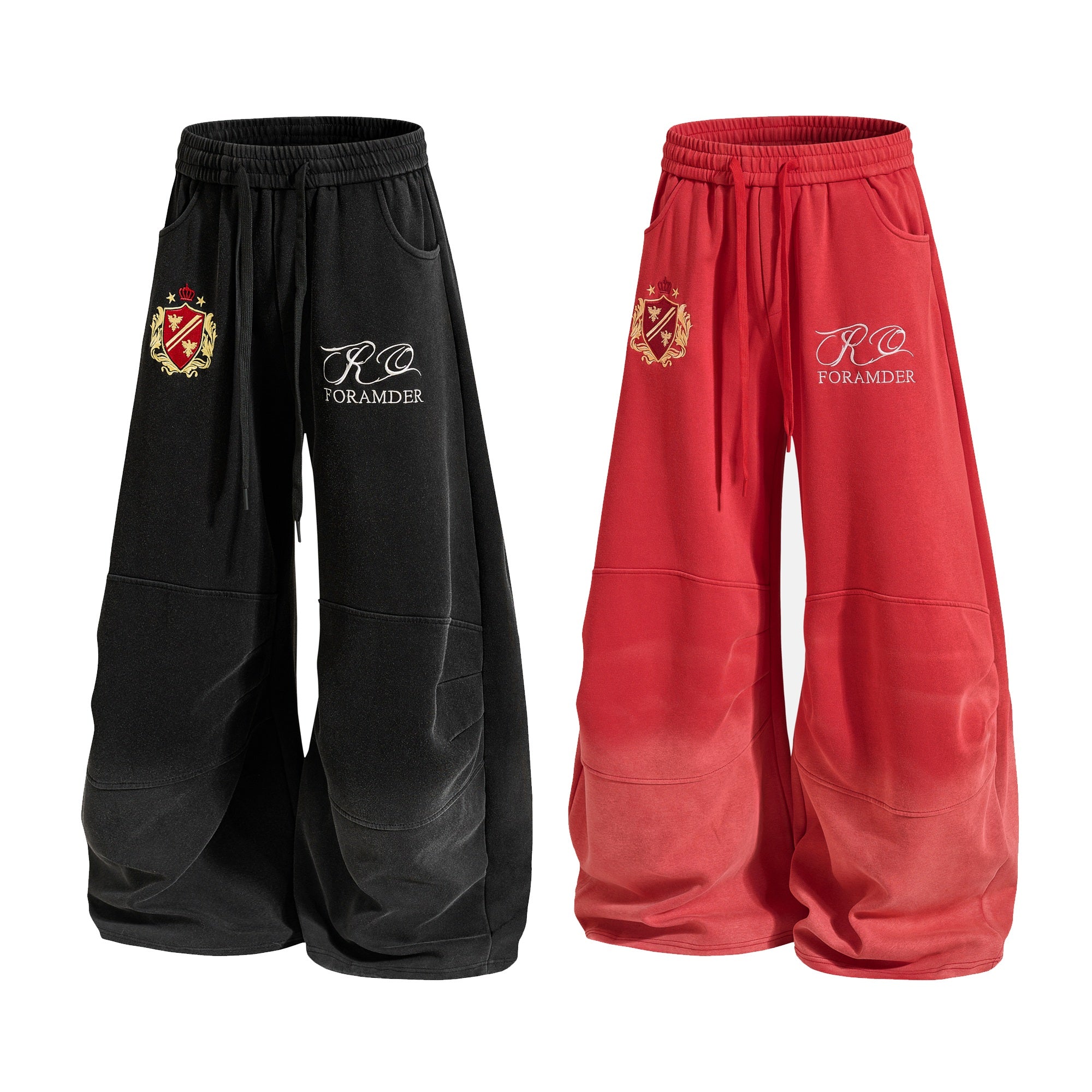 Crest Embroidery Balloon Sweatpants | Oversized Streetwear