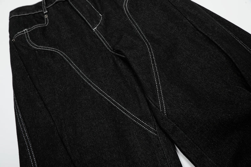 Omirad Contrast-Stitch Wide-Leg Jeans | Bold Denim Silhouette