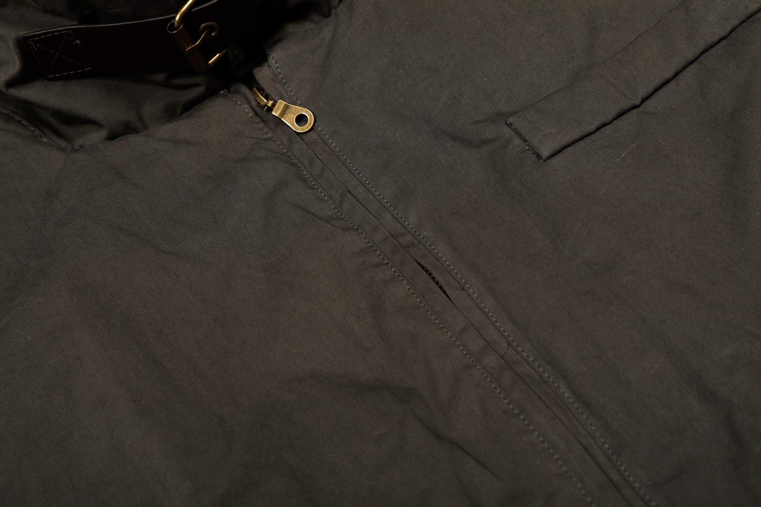 Cotton Stand-Collar Bomber Jacket | Army Green & Brown