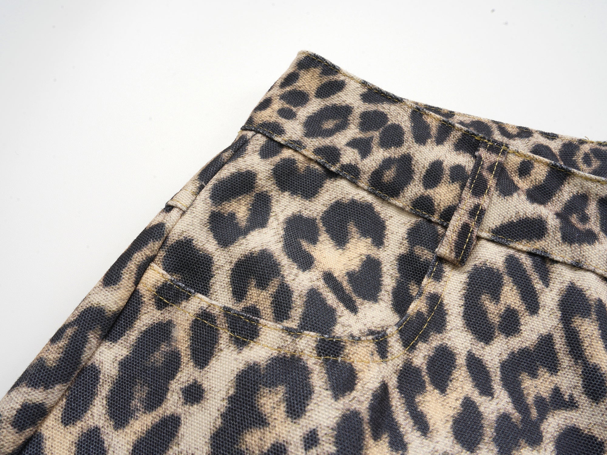 Leopard Print Wide-Leg Performance Mesh Pants | Omirad
