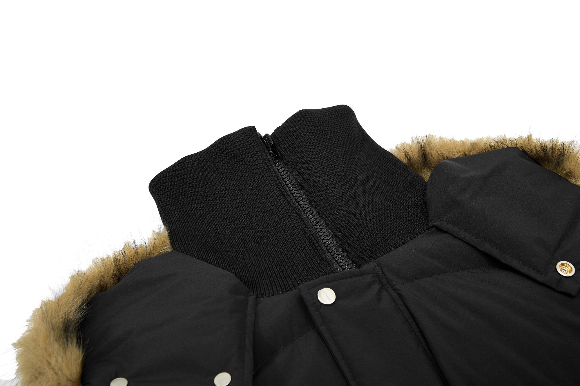 Omirad Fur-Trim Puffer Jacket | Black Hooded Bomber