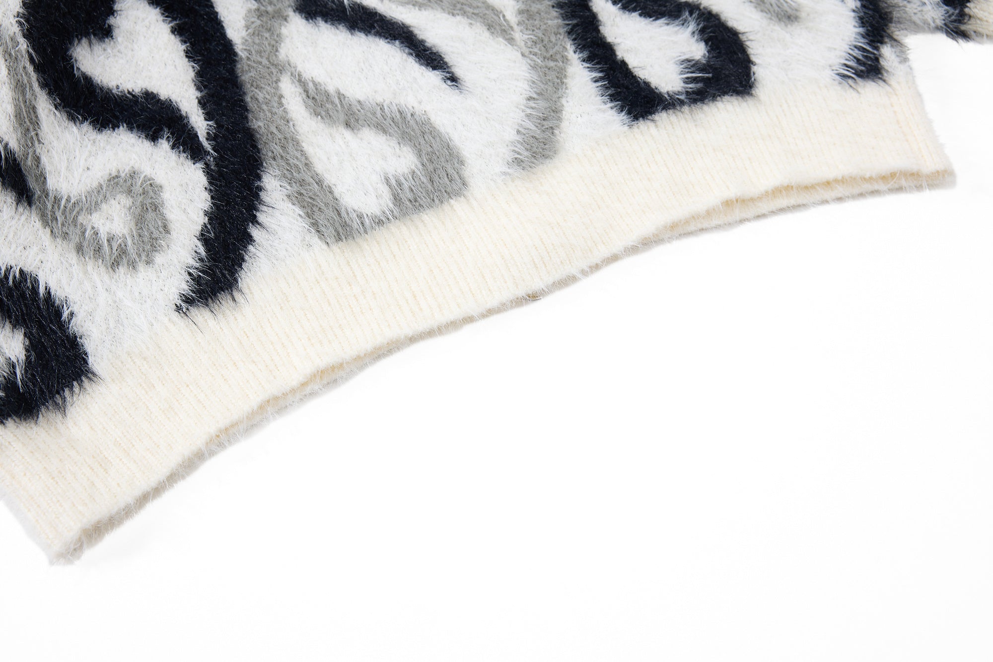 Abstract Flame Pattern Faux-Fur Zip Hoodie | Streetwear