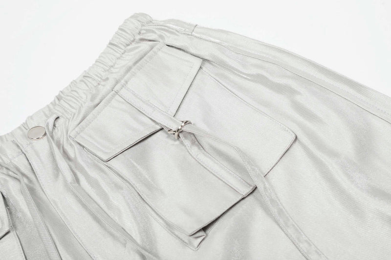 Omirad Glossy Utility Cargo Pants | Wide Leg Barrel Fit
