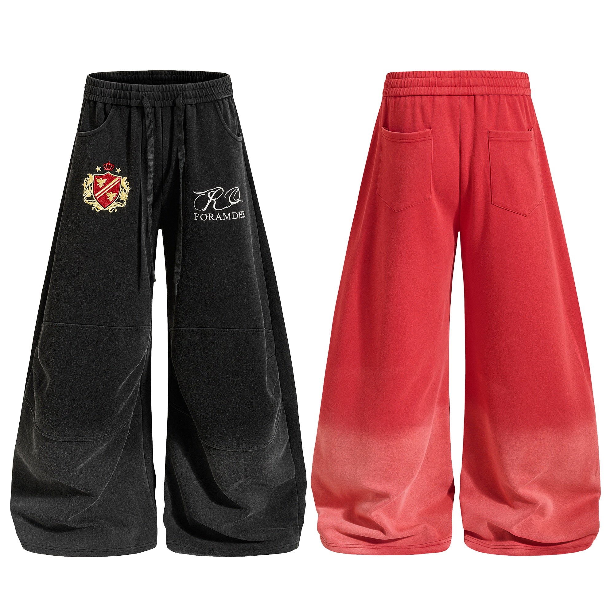 Crest Embroidery Balloon Sweatpants | Oversized Streetwear
