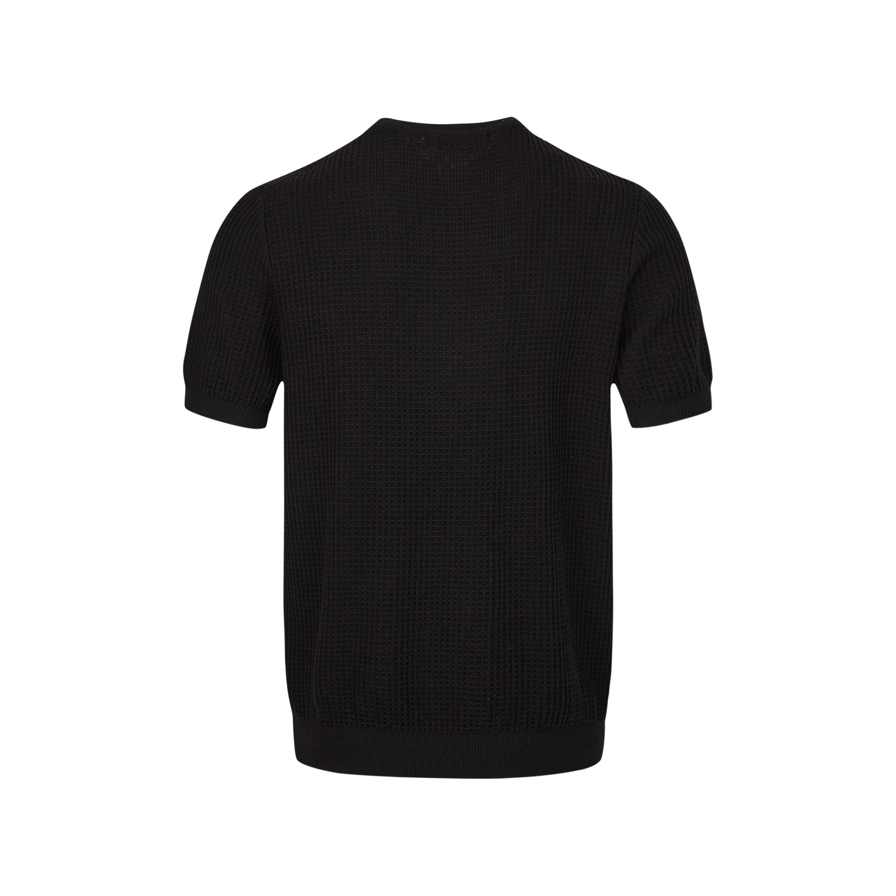 Waffle Knit Short-Sleeve Sweater | Relaxed Fit Cotton Blend