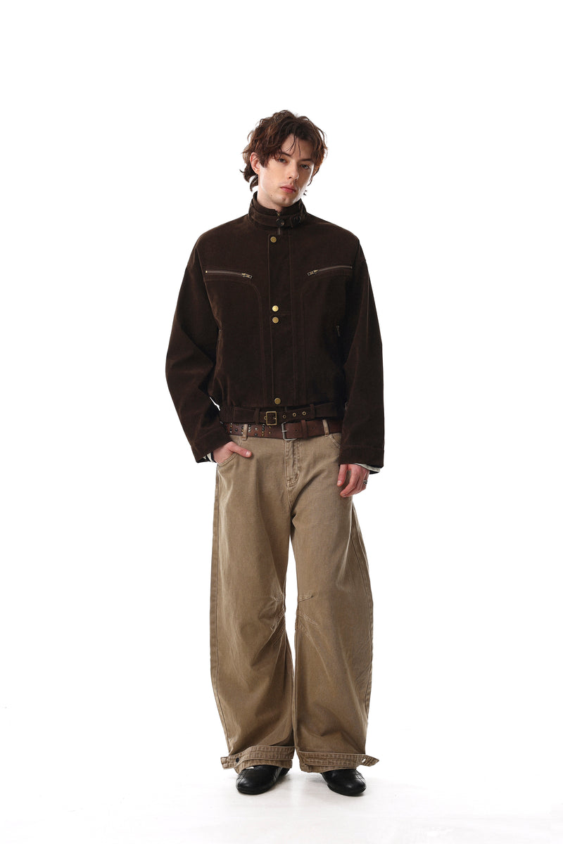 Omirad Utility Bomber Jacket | Stand Collar & Gold Hardware