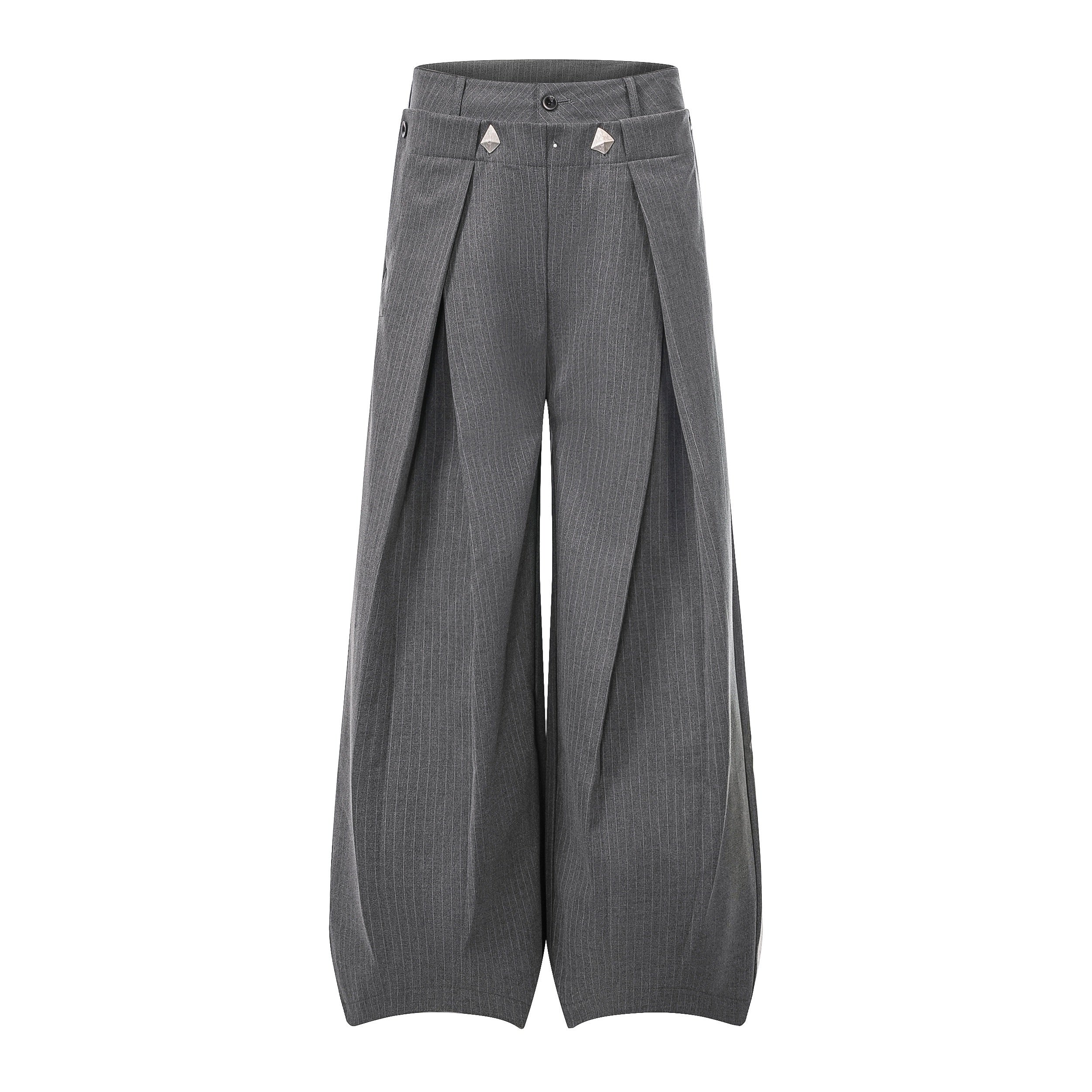 Pinstripe Wrap Wide-Leg Trousers | Avant-Garde Tailored Pants