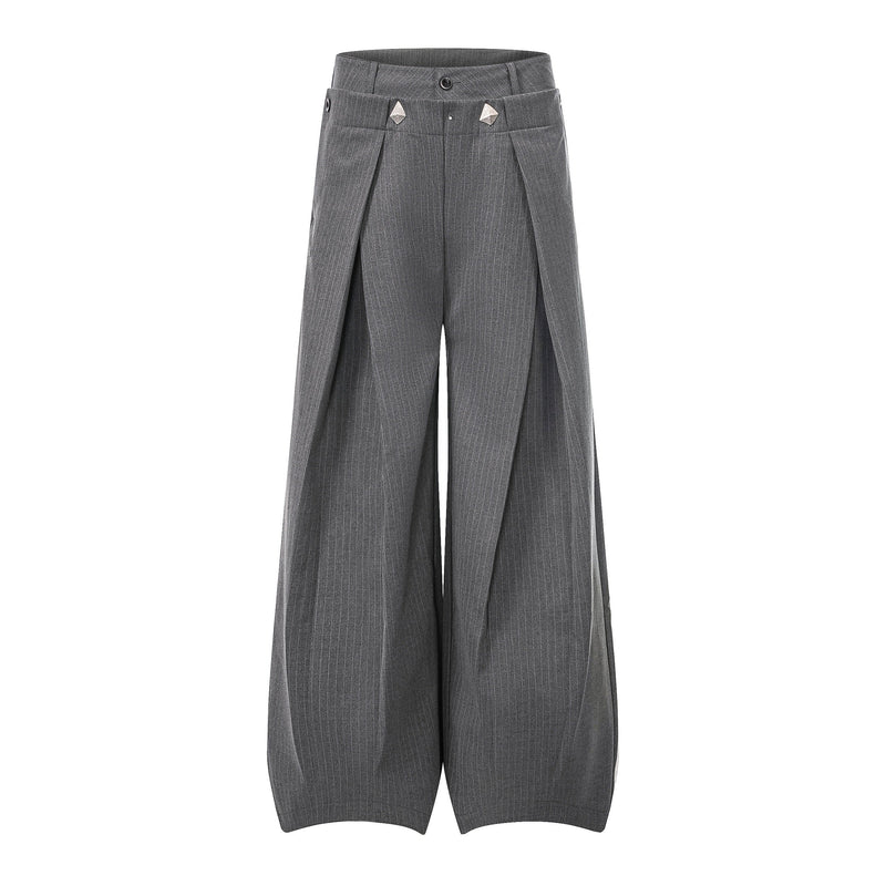 Pinstripe Wrap Wide-Leg Trousers | Avant-Garde Tailored Pants