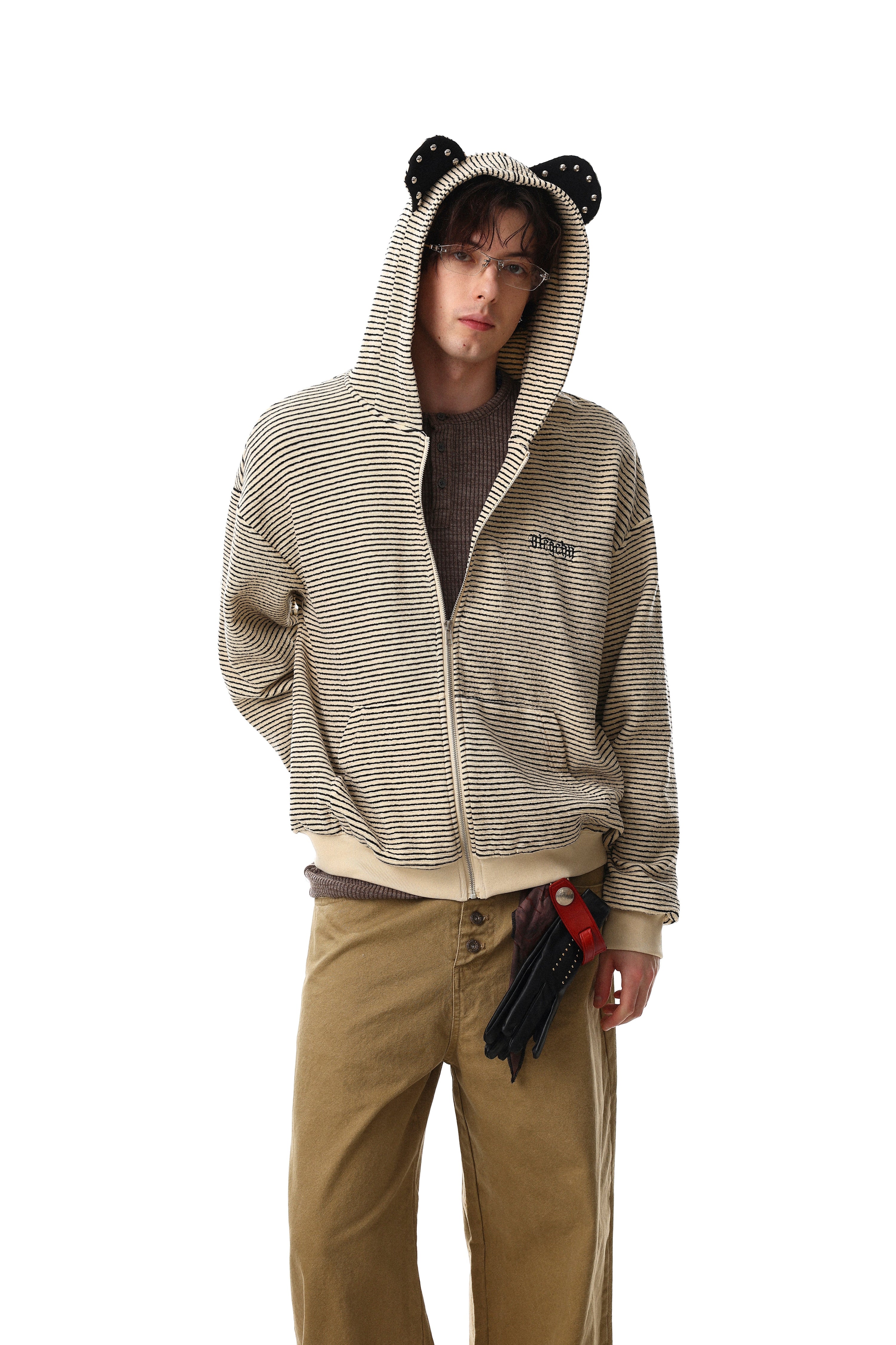 Omirad Striped Zip Hoodie | 100% Cotton Streetwear Hoodie