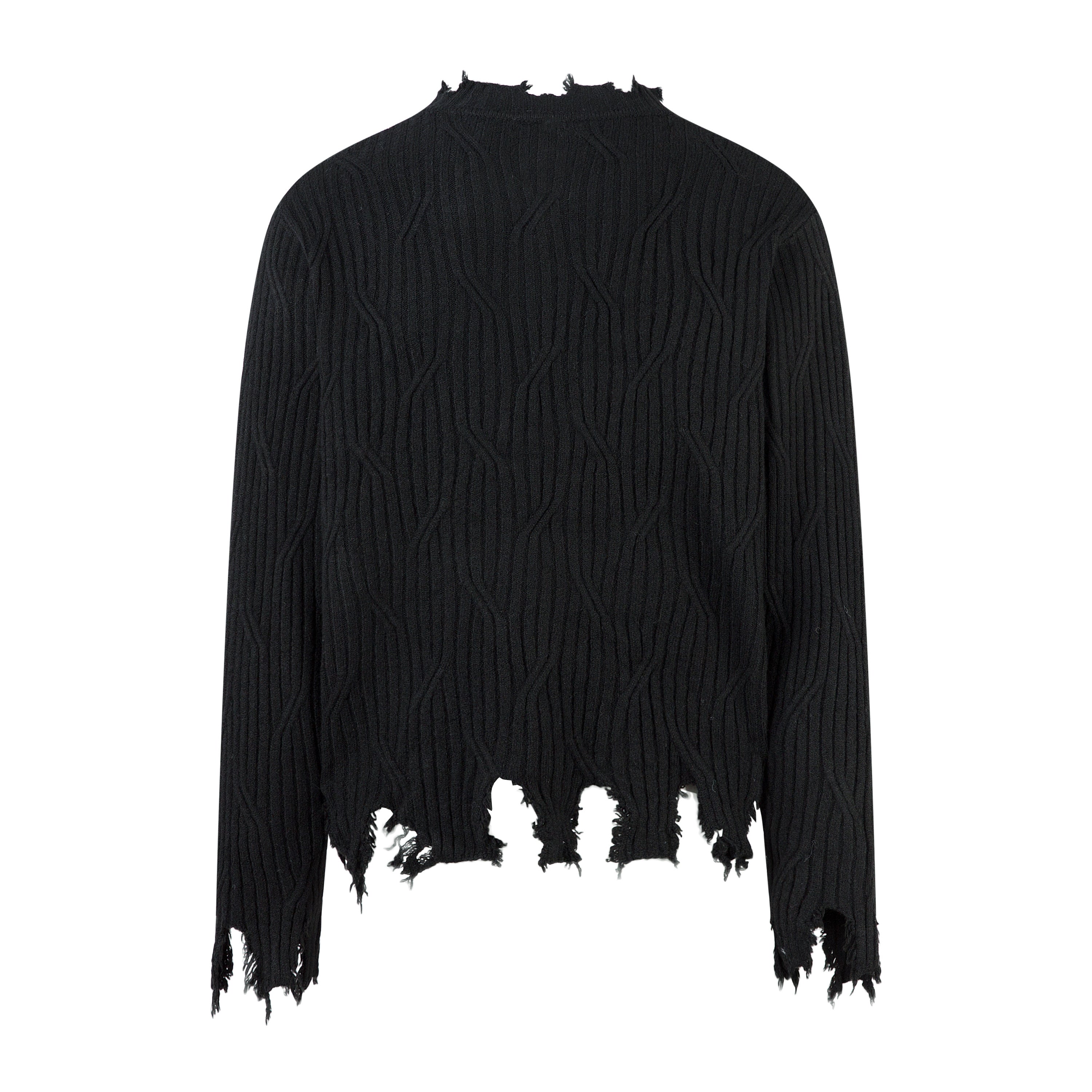 Distressed Ribbed Henley Knit Sweater | Grunge Streetwear