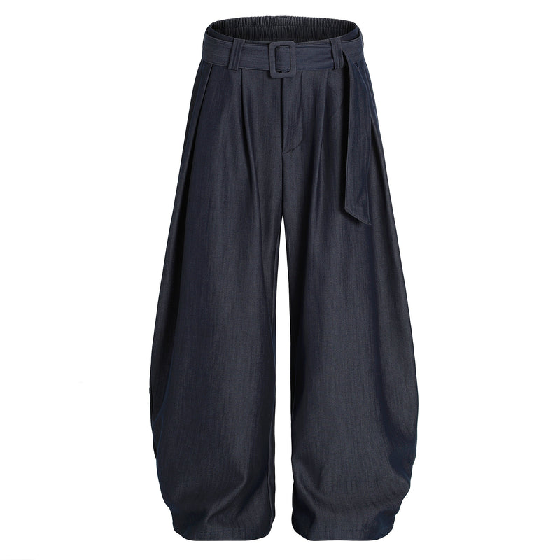 Omirad Draped Balloon Wide-Leg Pants with Belt