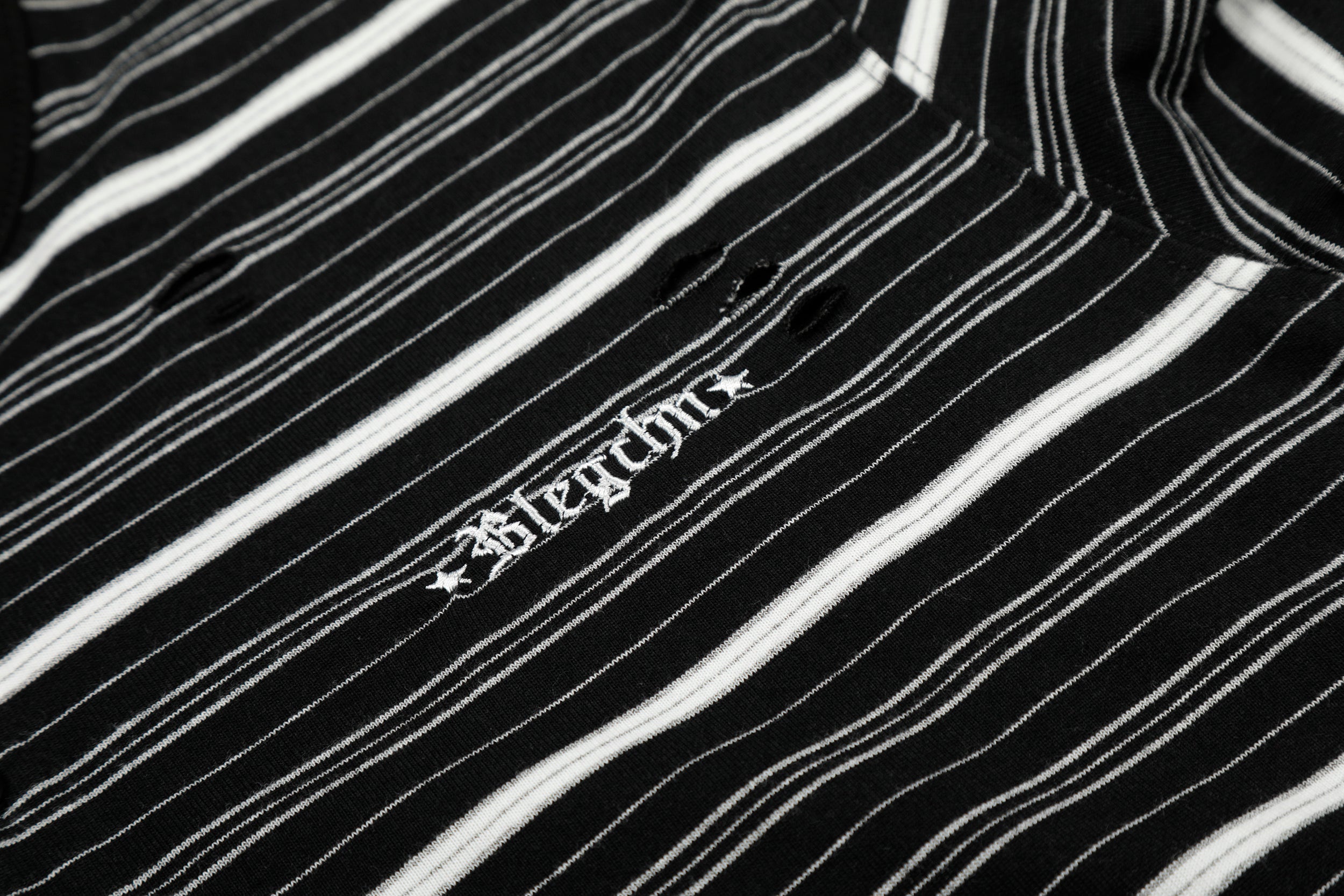Men's Striped Henley Long Sleeve Tee | Distressed Streetwear