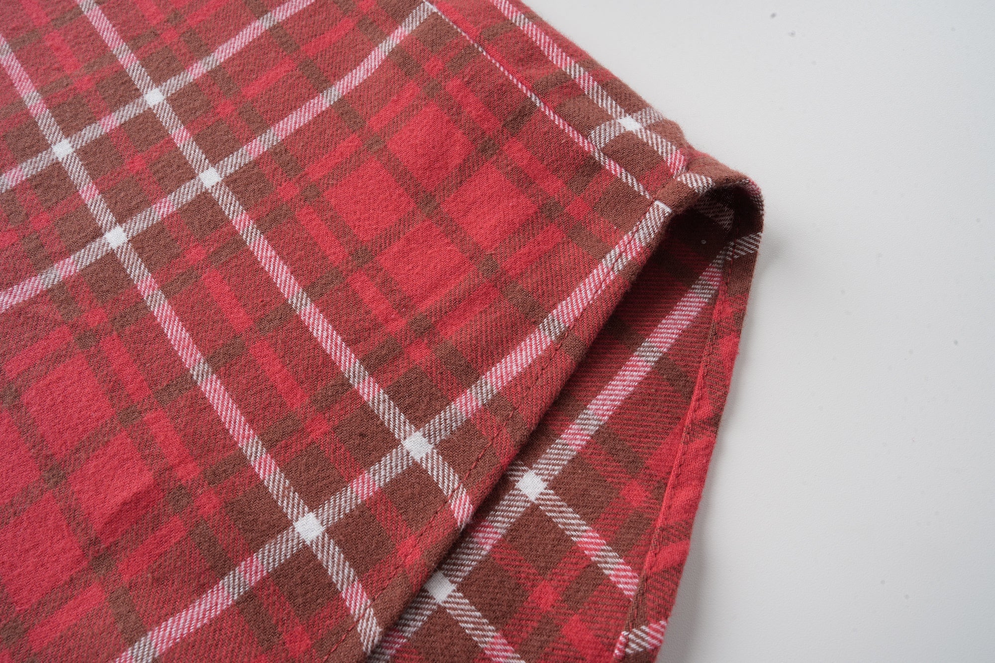 Red Plaid Patchwork Flannel Shirt | Varsity Chest Panels
