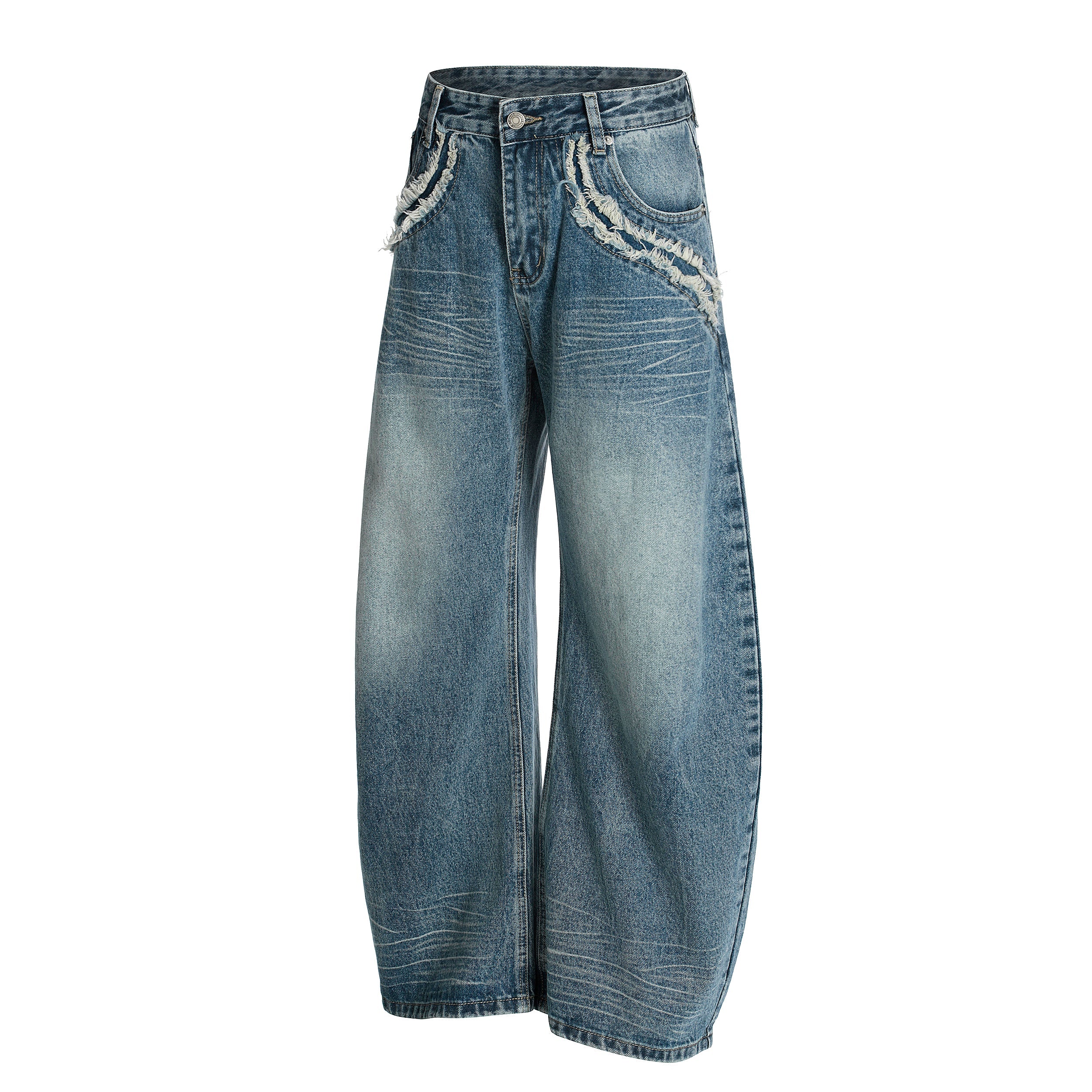 Fringe-Detail Vintage Wide-Leg Jeans | Omirad