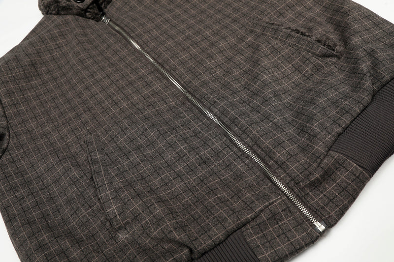 Check Pattern Faux Fur Collar Bomber Jacket | Omirad