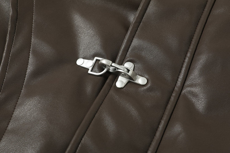 Fireman-Clasp PU Jacket | Utilitarian Street Style