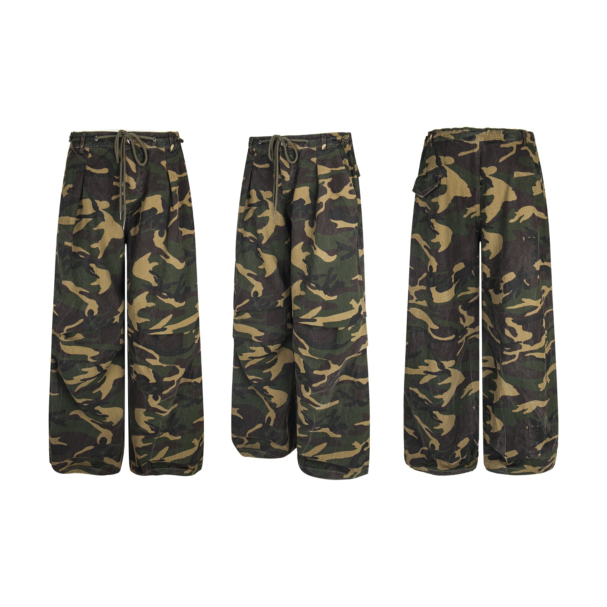 Omirad Camo Wide-Leg Cotton Pants | Military Streetwear