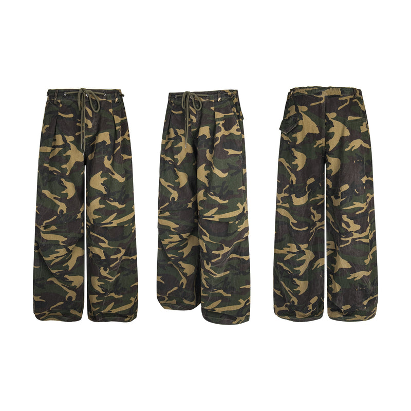 Omirad Camo Wide-Leg Cotton Pants | Military Streetwear