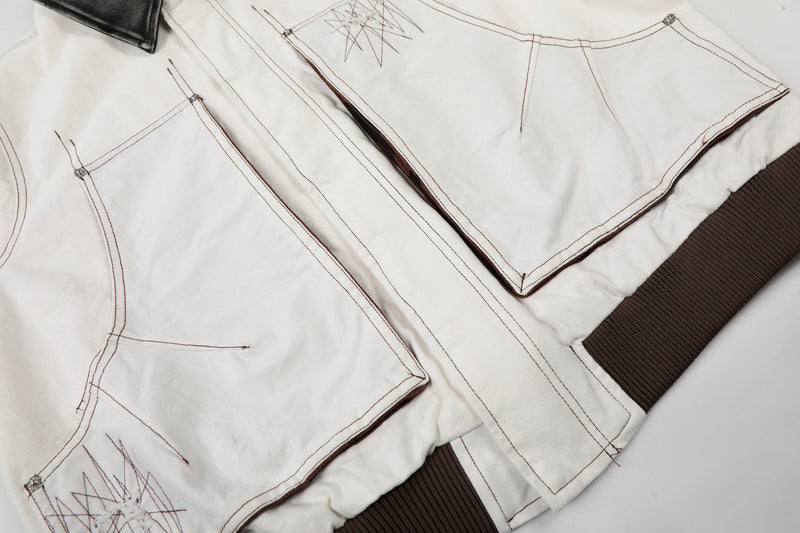 Omirad Sketch Detail Bomber Jacket | Contrast Collar Cotton