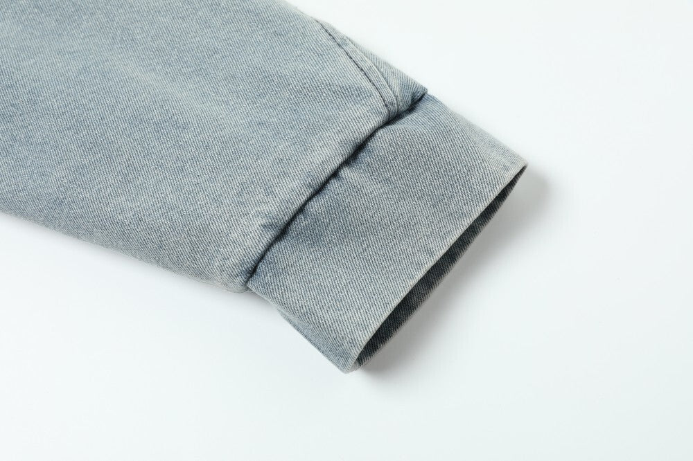 Faux Fur Collar Denim Jacket | Detachable Fur Zip-Up