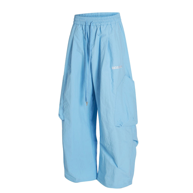 Nylon Utility Cargo Wide-Leg Pants | Pastel Streetwear