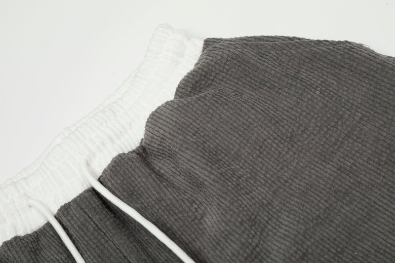 Corduroy Paw Embroidered Barrel-Leg Pants | Streetwear
