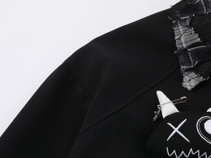 Patchwork Cat Varsity Jacket | Graphic Star Embroidery