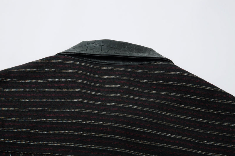 Omirad Striped Faux-Leather Trim Jacket | Streetwear