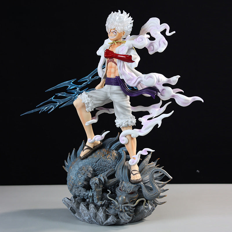 Luffy Gear 5 Action Figurine – 34cm with Lightning Effects and Dragon Base, Limited Edition – One Piece Collectible