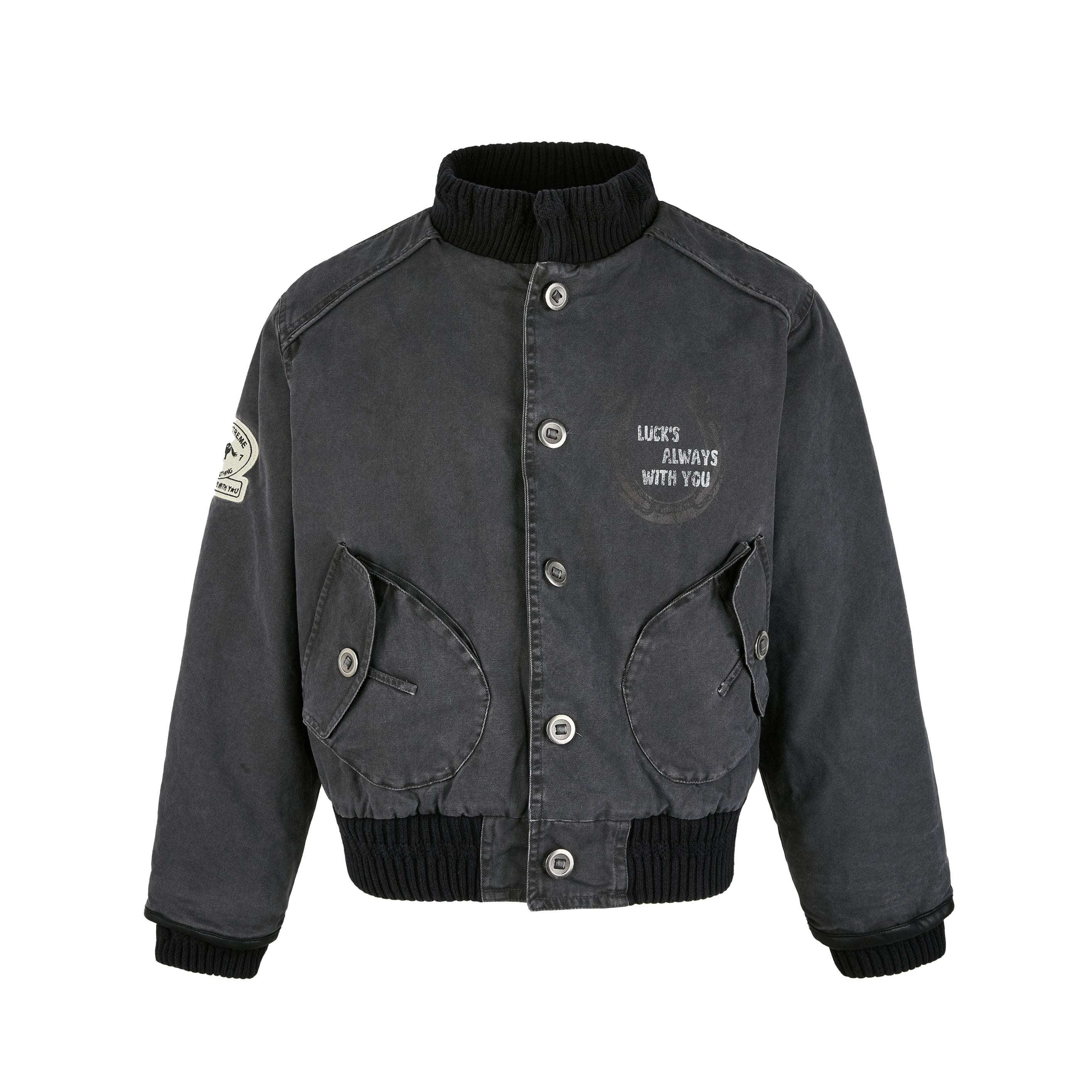 Omirad Vintage Washed Varsity Bomber Jacket | Cropped Fit