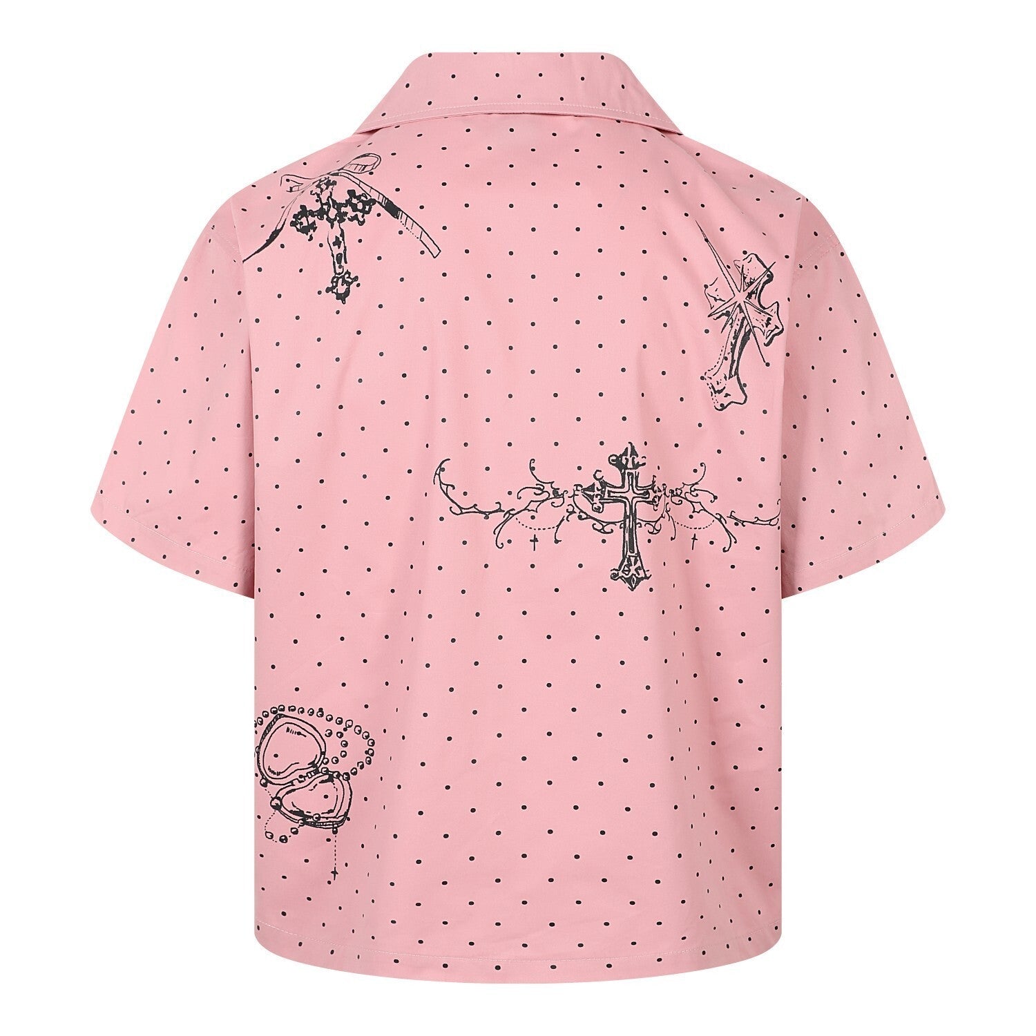Polka Dot Cross Graphic Camp Collar Shirt | Streetwear