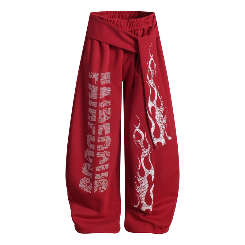 Fairfocus Flame Wrap Wide-Leg Pants | Streetwear Joggers