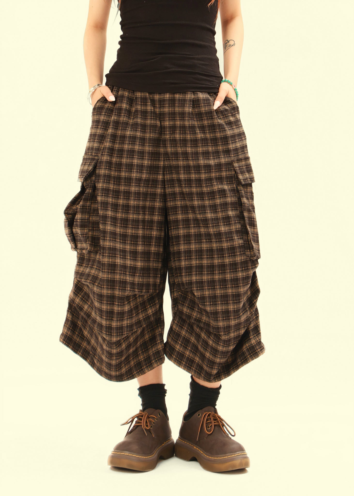 Omirad Plaid Cargo Shorts | Streetwear Knee-Length Fit