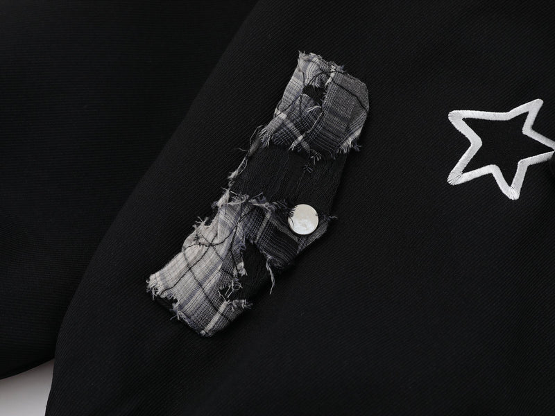 Patchwork Cat Varsity Jacket | Graphic Star Embroidery